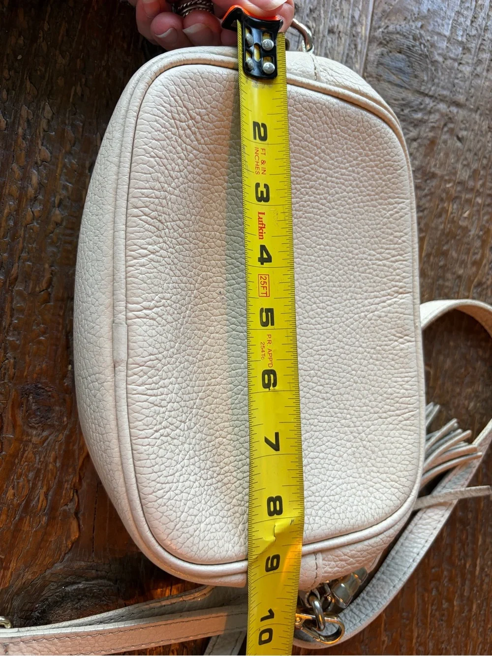 Women's Pebbled Leather Crossbody Bag in Light Beige